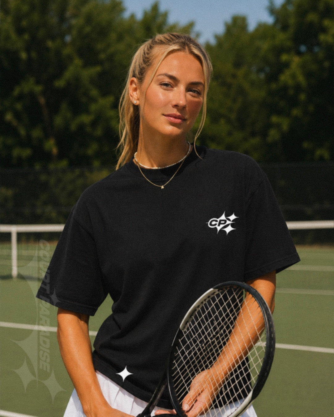 Court Paradise Double Trouble Tee — Black/White