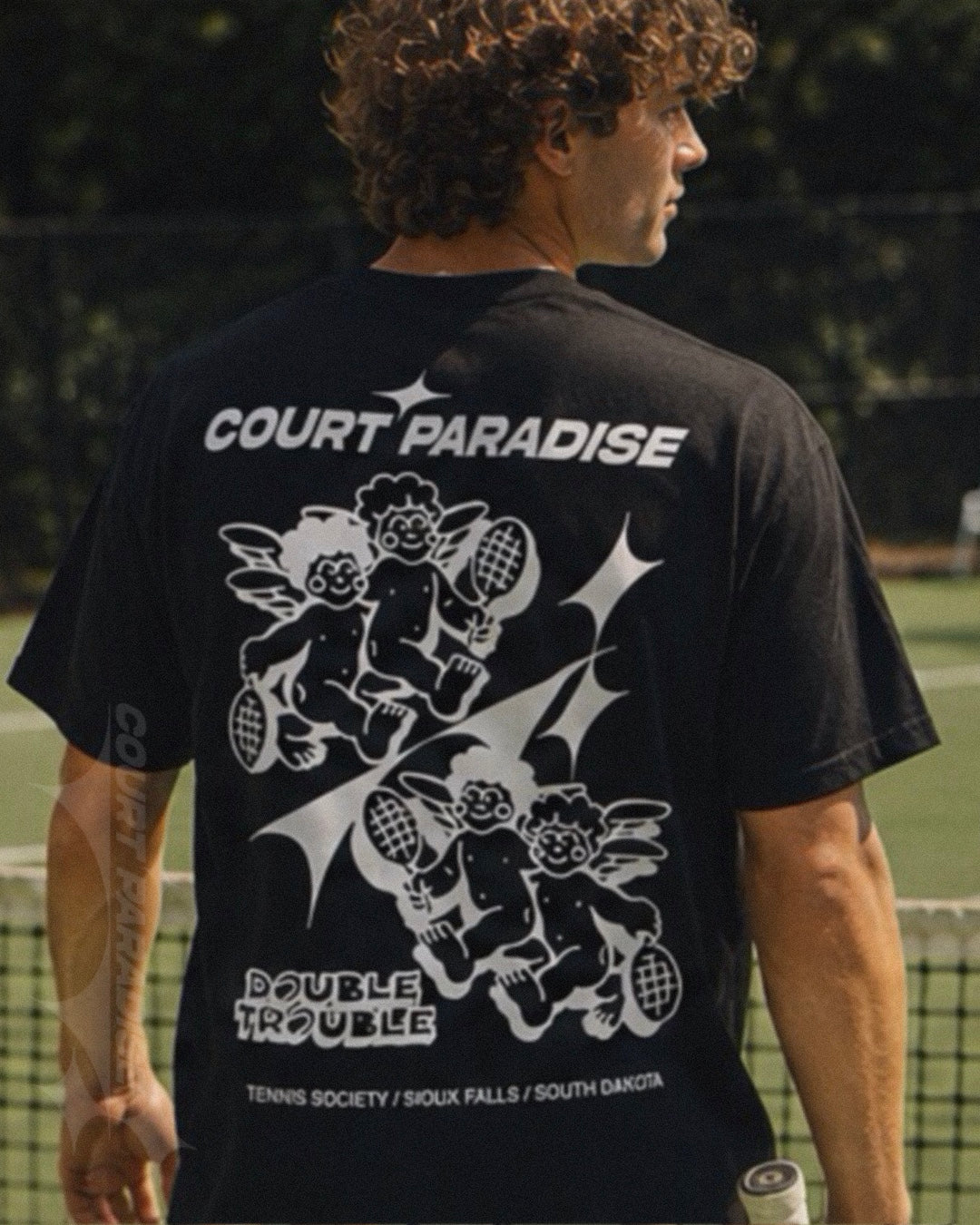 Court Paradise Double Trouble Tee — Black/White
