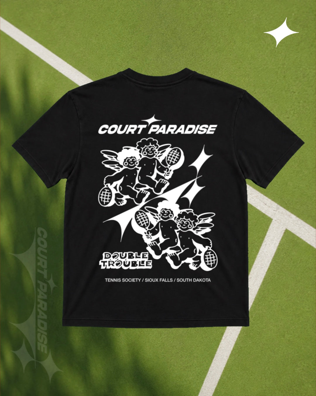 Court Paradise Double Trouble Tee — Black/White