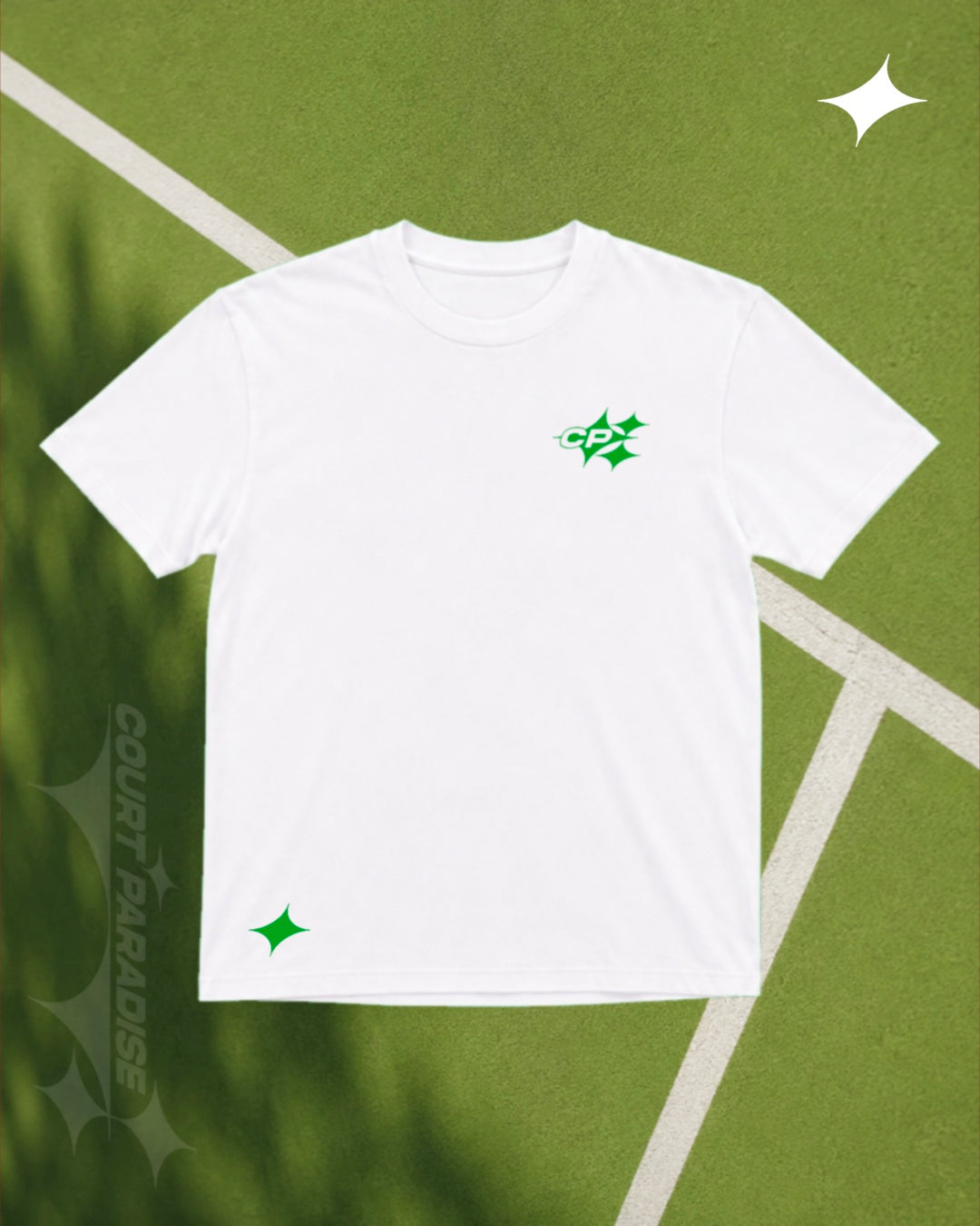 Court Paradise Double Trouble Tee — White/Green