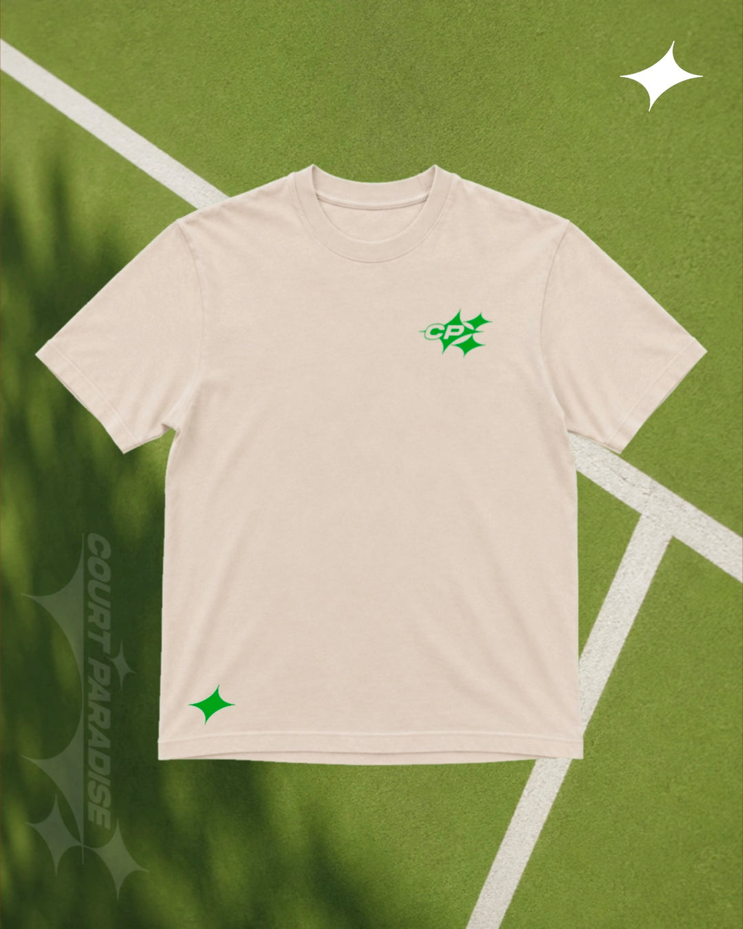 Court Paradise Double Trouble Tee — Ecru/Green