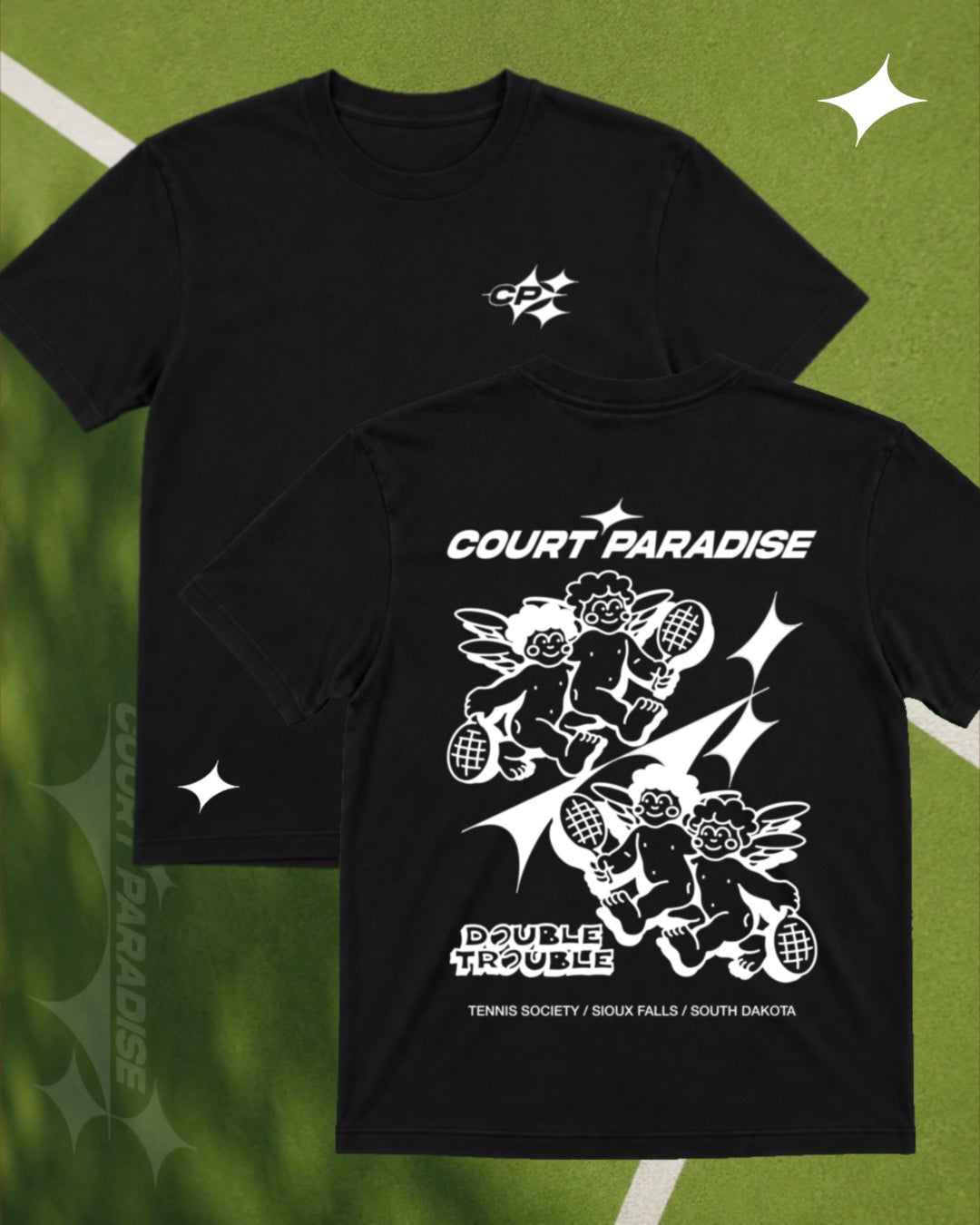 Court Paradise Double Trouble Tee — Black/White