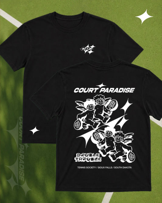 Court Paradise Double Trouble Tee — Black/White