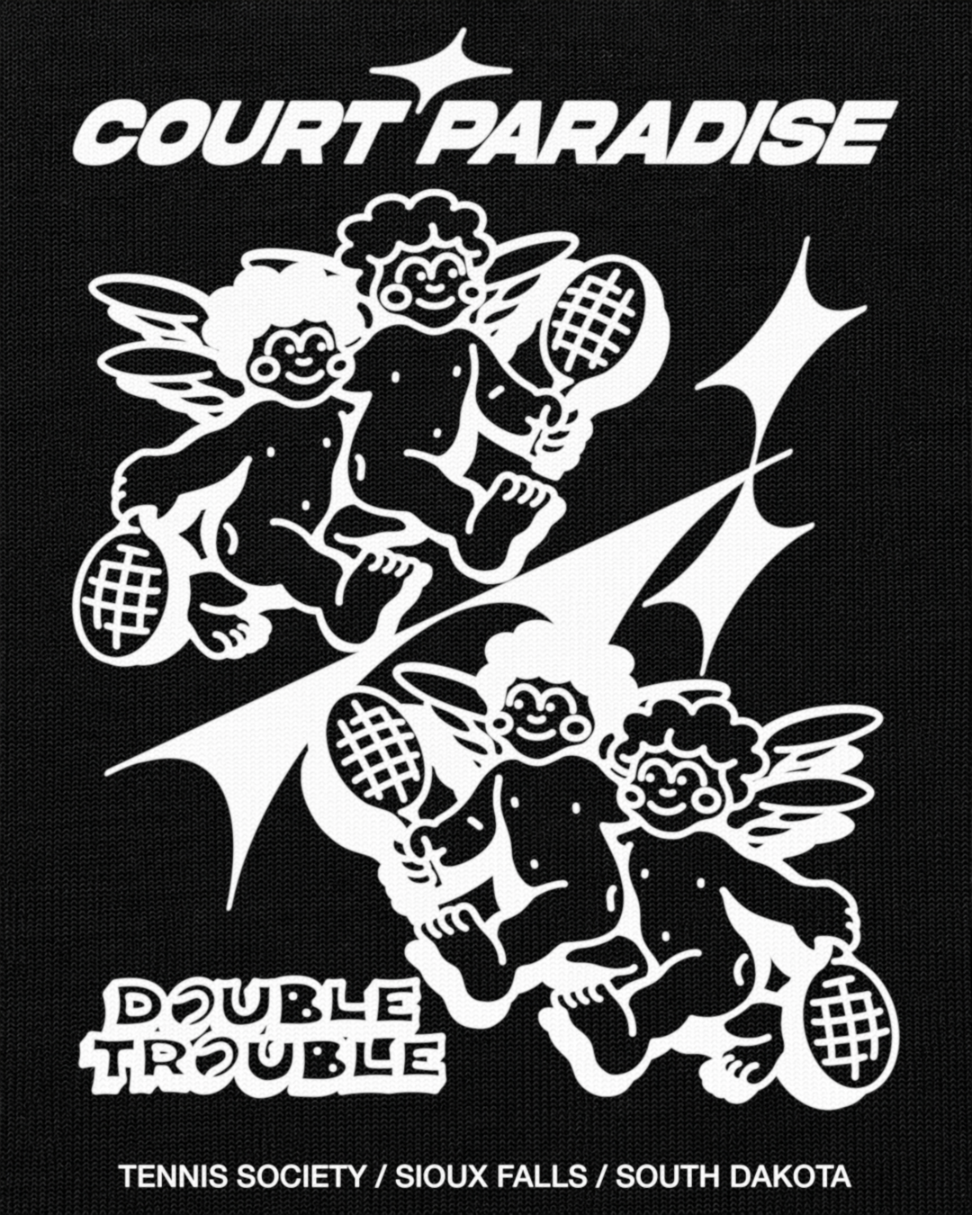 Court Paradise Double Trouble Tee — Black/White