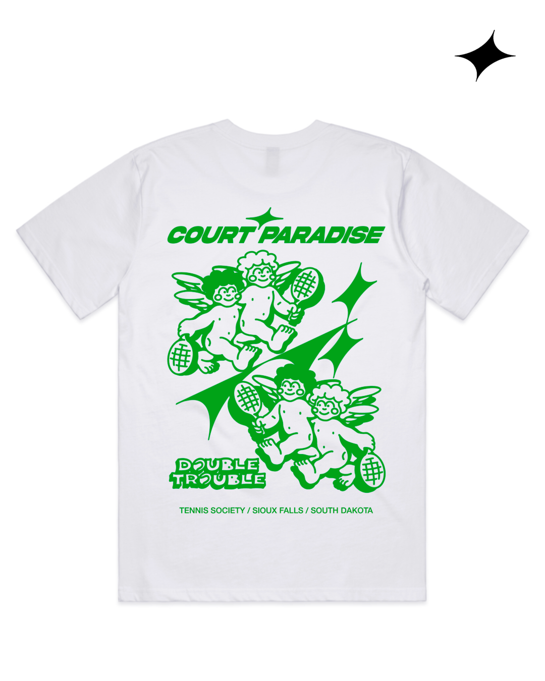 Court Paradise Double Trouble Tee — White/Green