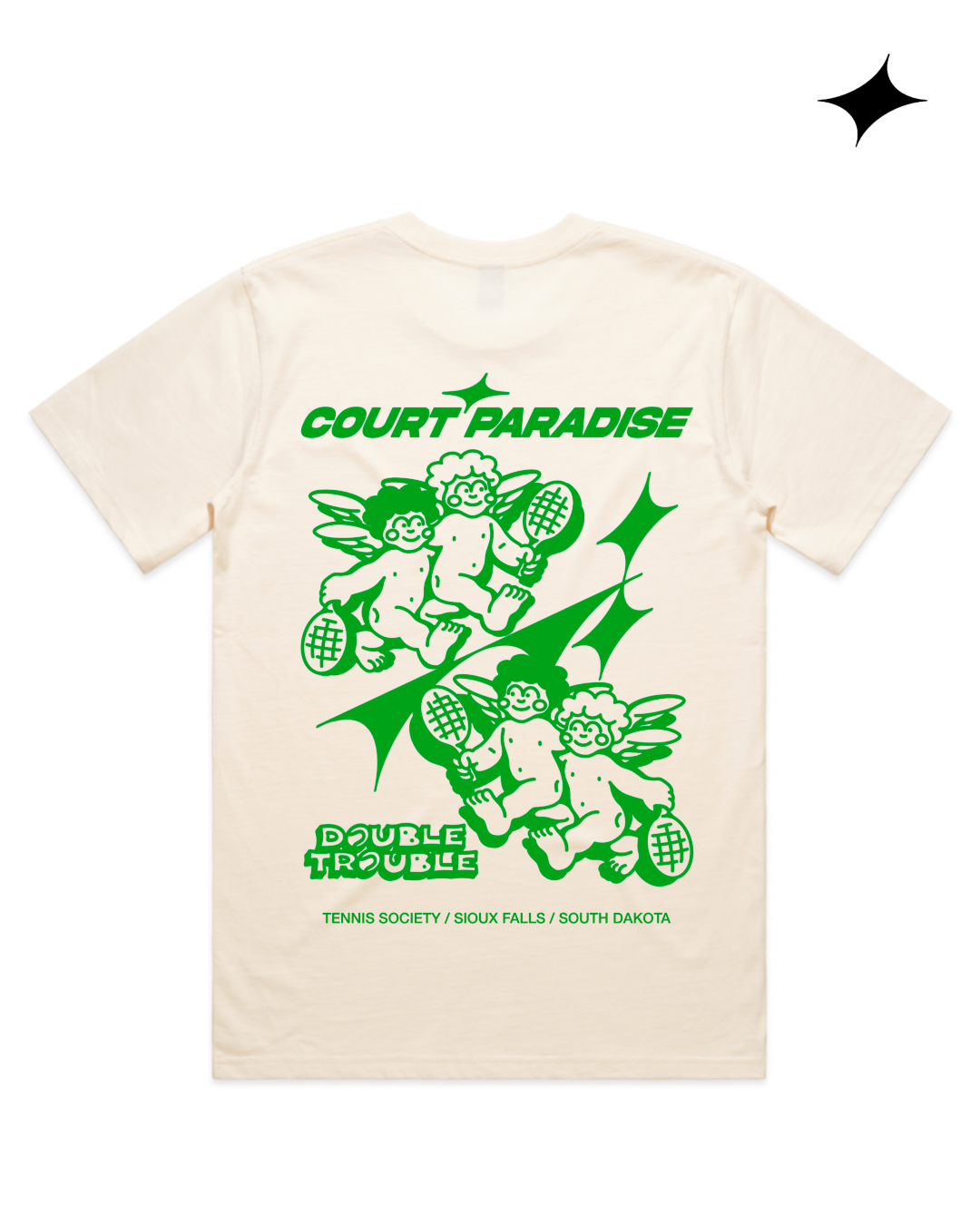 Court Paradise Double Trouble Tee — Ecru/Green
